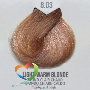 رنگ موی ماکادامیا شماره 8.03 بلوند روشن گرم Hair Color MACADAMIA Warm Light Blonde