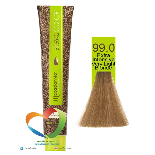 رنگ موی ماکادامیا شماره 99.0 بلوند خیلی روشن قوی Hair Color MACADAMIA Extra Intensive Light Blonde