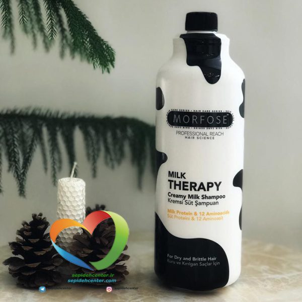 شامپو شیر مورفوس پروتئینه برای موهای خشک و شکننده Morfose Shampoo Milk Therapy حجم 1000 میل