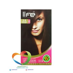 کیت رنگ موی لایف شماره 3 قهوه ای خیلی تیره طبیعی Hair Color Life Kit Darkest Brown 3.0