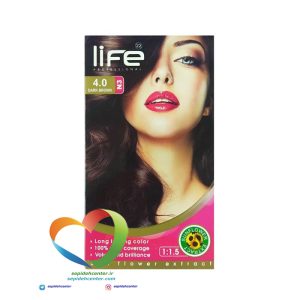 کیت رنگ موی لایف شماره 4 قهوه ای تیره طبیعی Hair Color Life Kit Dark Brown 4.0