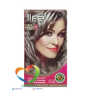 کیت رنگ موی لایف شماره 9.1 بلوند خاکستری خیلی روشن Hair Color Life Kit Very Light Ash Blonde 9.1