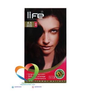 کیت رنگ موی لایف شماره 4.5 قهوه ای طلایی Hair Color Life Kit Golden Brown