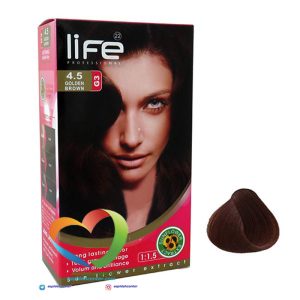 کیت رنگ موی لایف شماره 4.5 قهوه ای طلایی Hair Color Life Kit Golden Brown