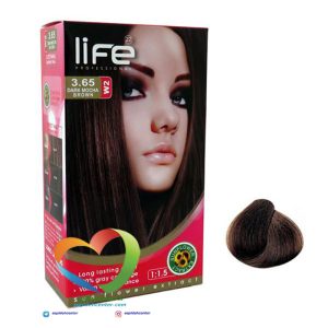 کیت رنگ موی لایف شماره 3.65 قهوه ای شکلاتی تیره Hair Color Life Kit Dark Mocha Brown