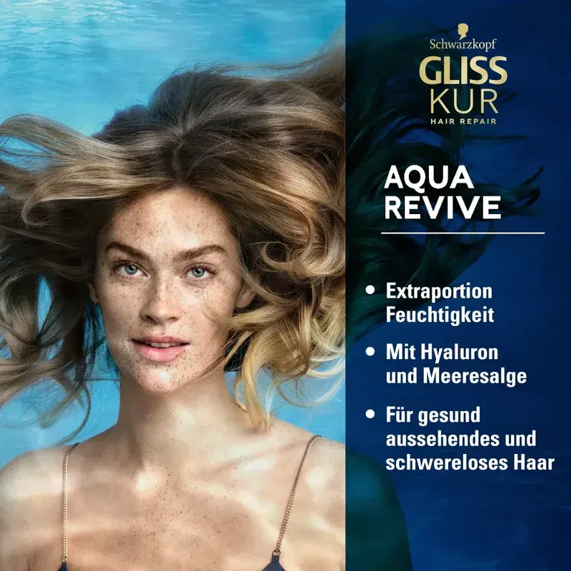 سرم مرطوب کننده گلیس مدل AQUA Revive | آبرسان عمیق مو (۷۵ میلی‌لیتر) شوارتسکف آلمان